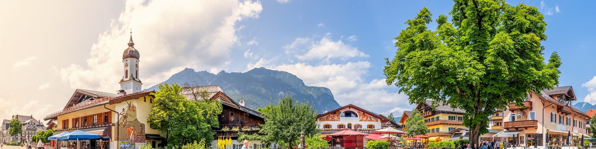 Marienplatz Panorama, Garmisch-Partenkirchen, Bayern, Deutschland