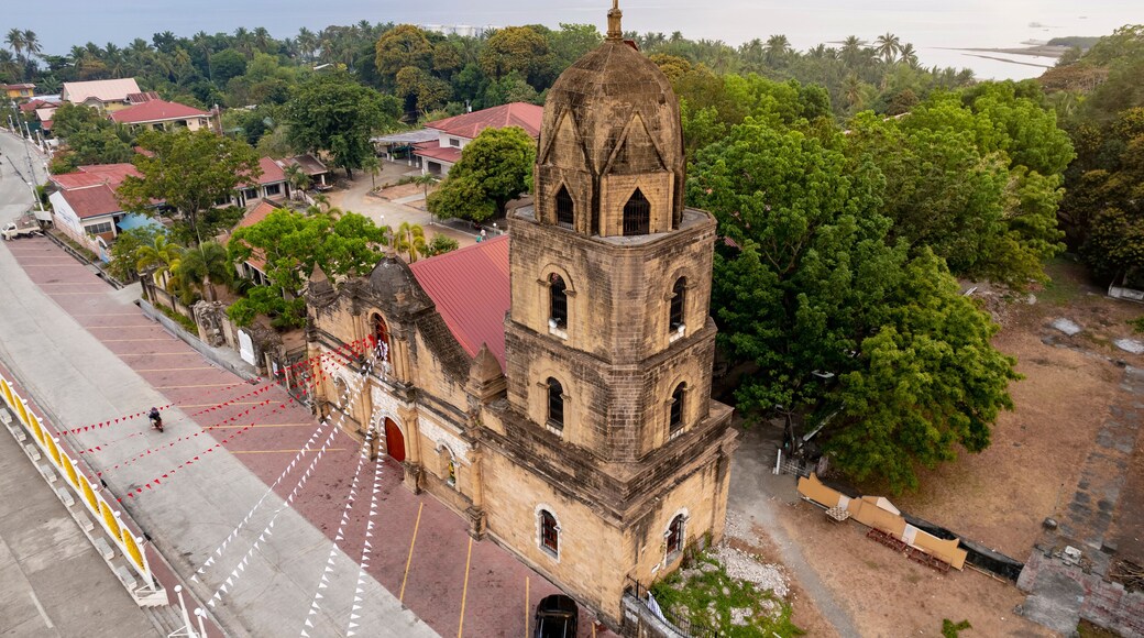 Guimbal, Iloilo, Philippines - April 2023: Aerial of Guimbal Church, also known as San Nicolas de Tolentino Church.