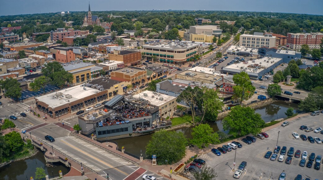 Aerial View of the Chicago Suburb of Naperville, Illinois