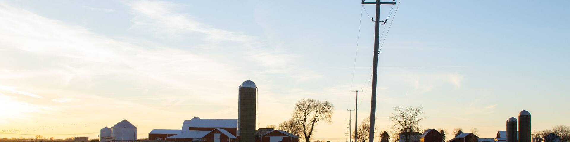 Sunset on the rural country road.