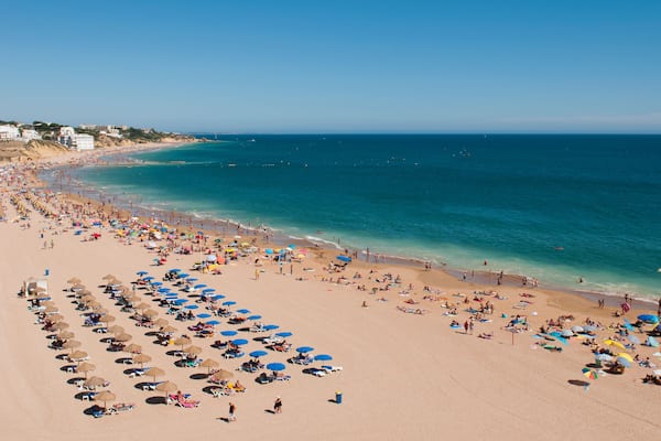 stunning beach in Albufeira during summer (Algarve region), Portugal
