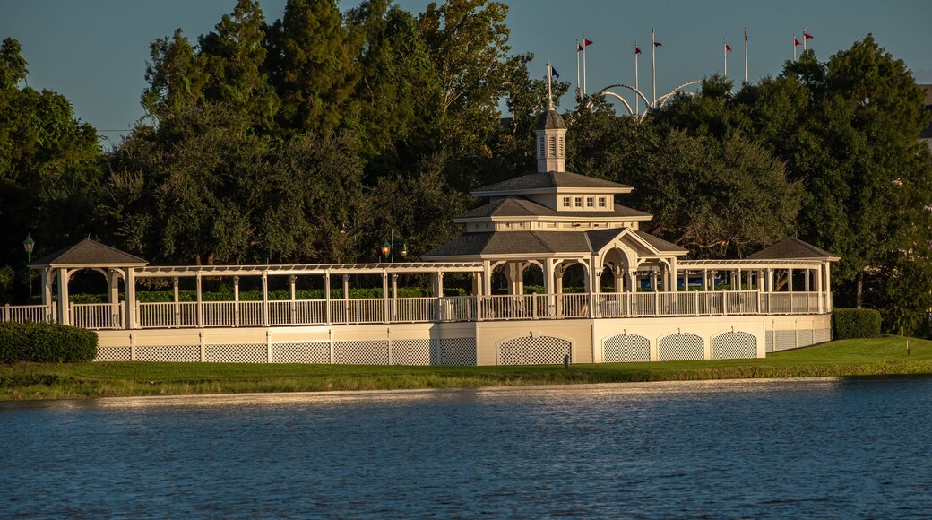 Orlando, Florida. October 11, 2019. Lovely victorian ride on dockside at Lake Buena Vista 81.