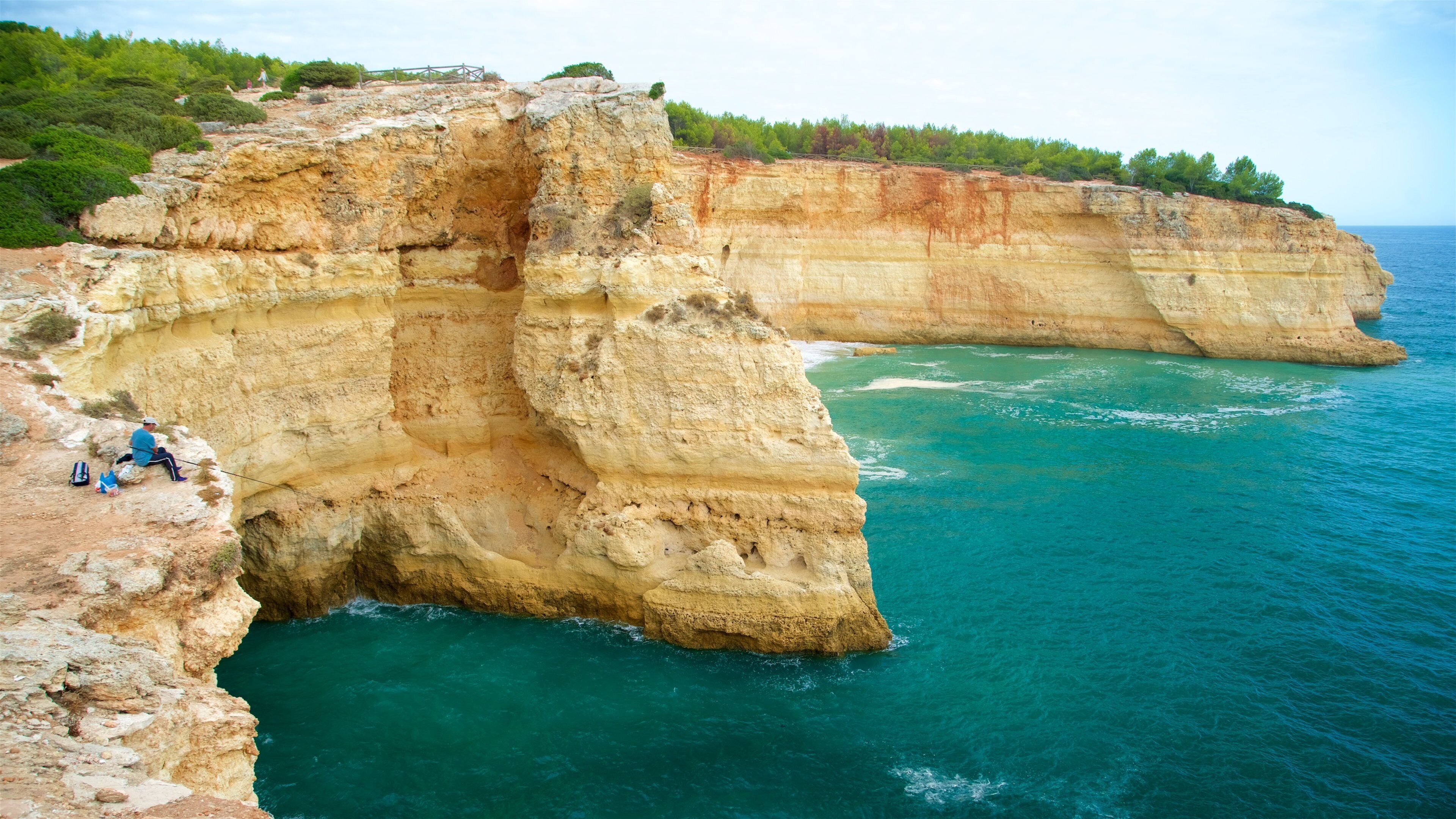 Benagil Beach featuring general coastal views and rugged coastline