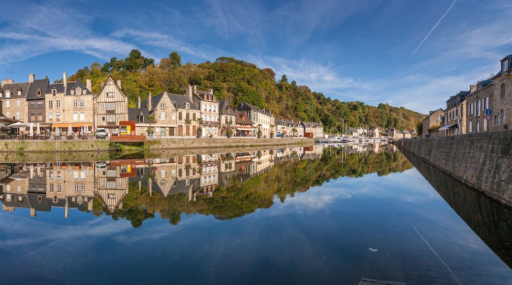 Panorama of the reflections in La Rance (River), Dinan, France.
