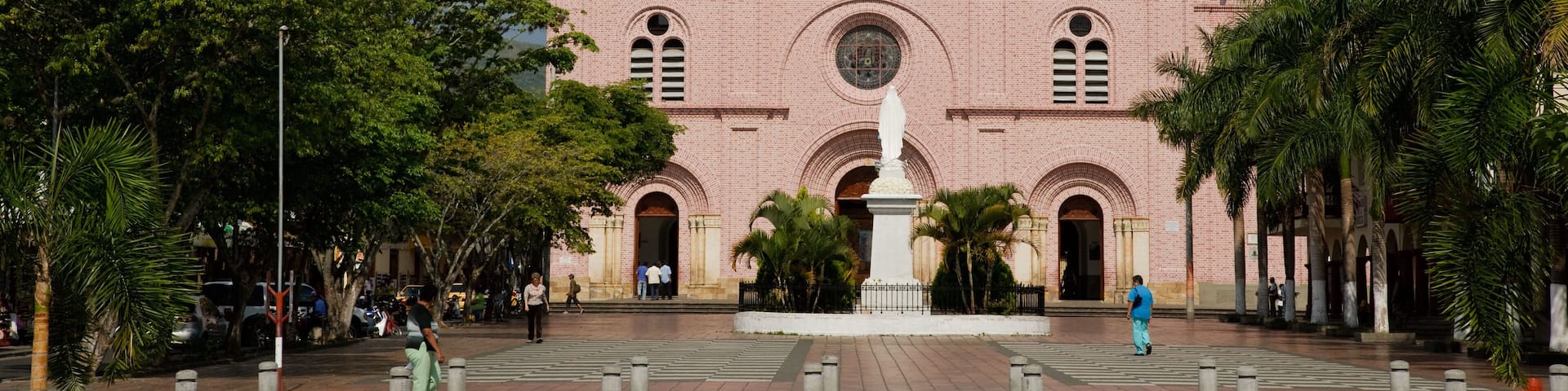 Historical church and plaza Buga, Colombia