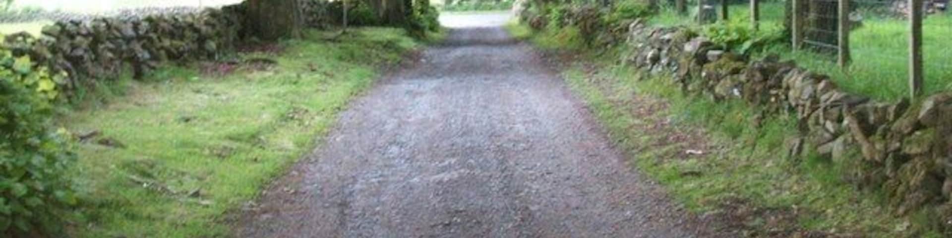 South From Craigannet Farm road leading back down to main B818