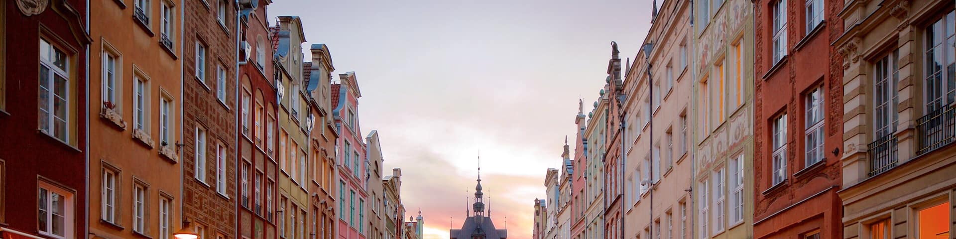 Long Lane featuring a sunset and street scenes
