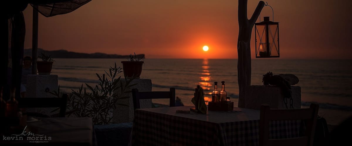 Sunset at Afros Tavern in the seaside town of Acharavi, Corfu. Sat here sipping wine watching the sun disappear - heaven