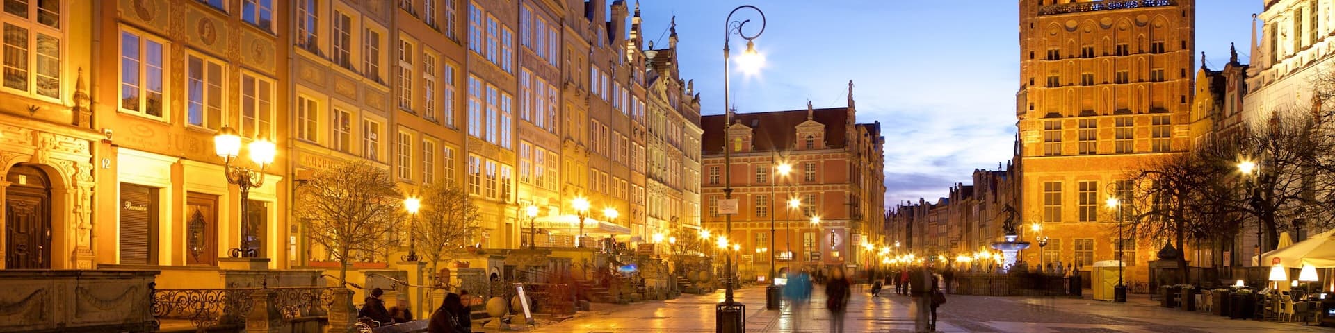 Gdansk Main Town Hall which includes night scenes and a city