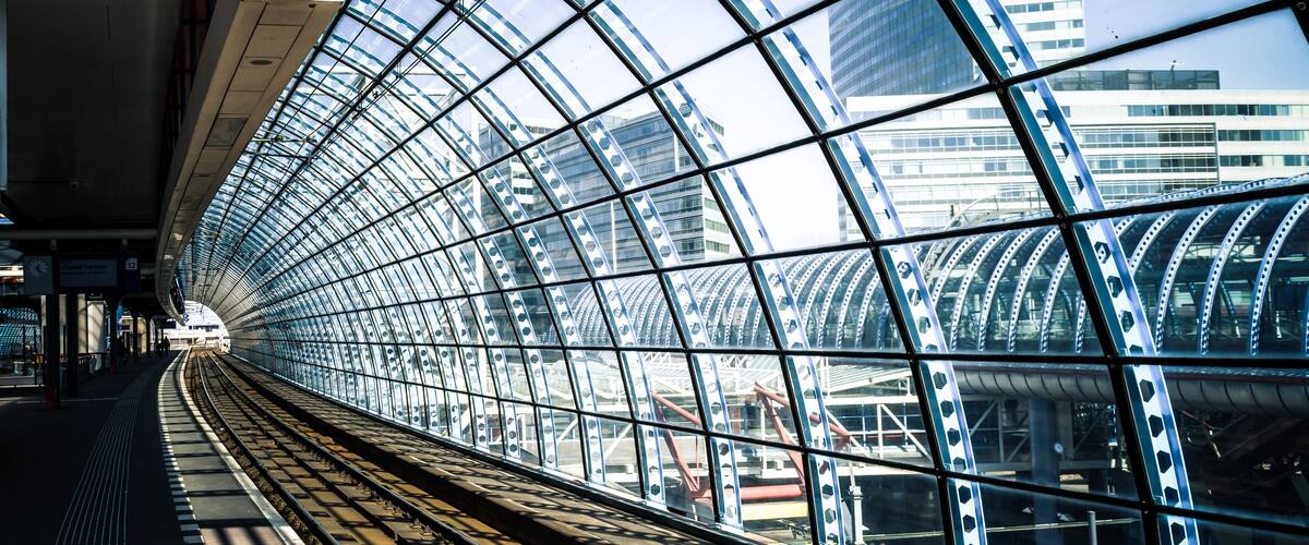 Modern train station in Amsterdam