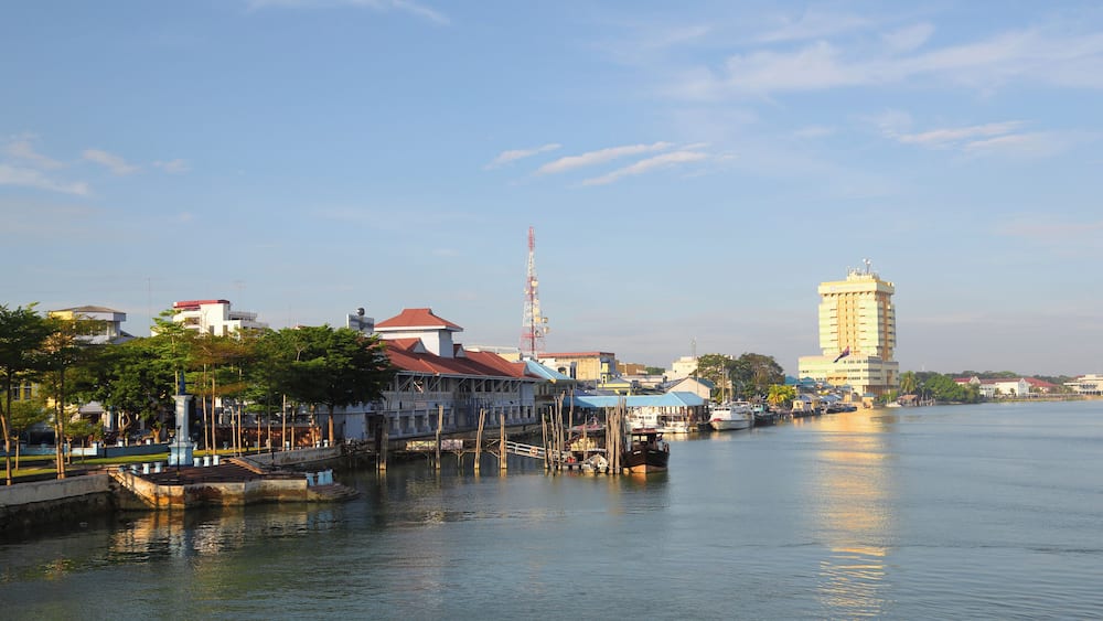 The riverbank of Muar river, where Muar town is located. Muar is an old town in the state of Johor, Malaysia.