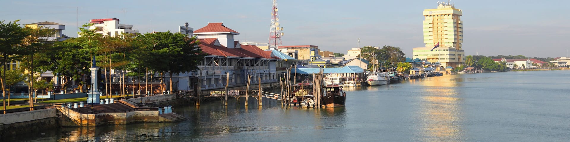 The riverbank of Muar river, where Muar town is located. Muar is an old town in the state of Johor, Malaysia.