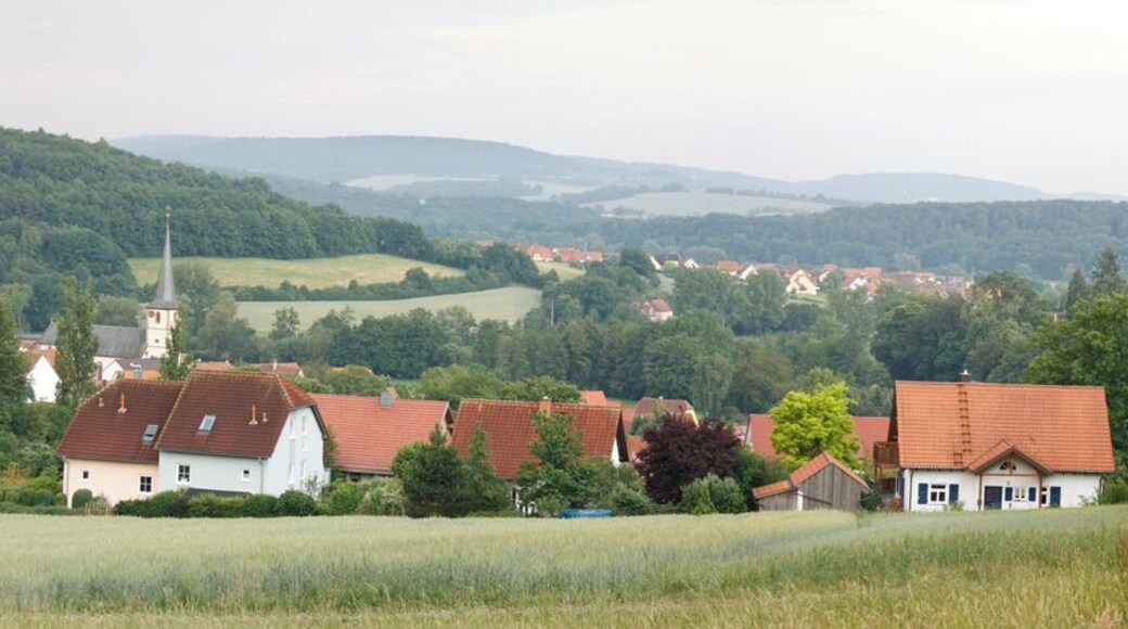 panorama of Aschach, Bad Kissingen, Bavaria, Germany - photo taken from the new sports field