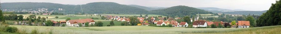 panorama of Aschach, Bad Kissingen, Bavaria, Germany - photo taken from the new sports field