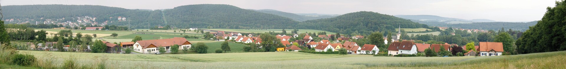 panorama of Aschach, Bad Kissingen, Bavaria, Germany - photo taken from the new sports field