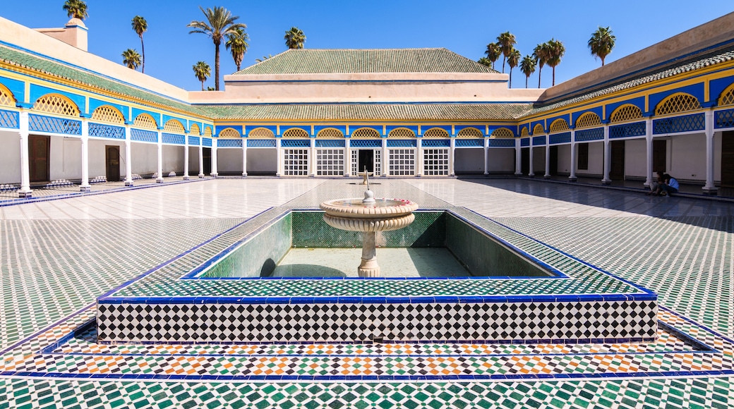 colorful patio of marrakech bahia palace, morocco