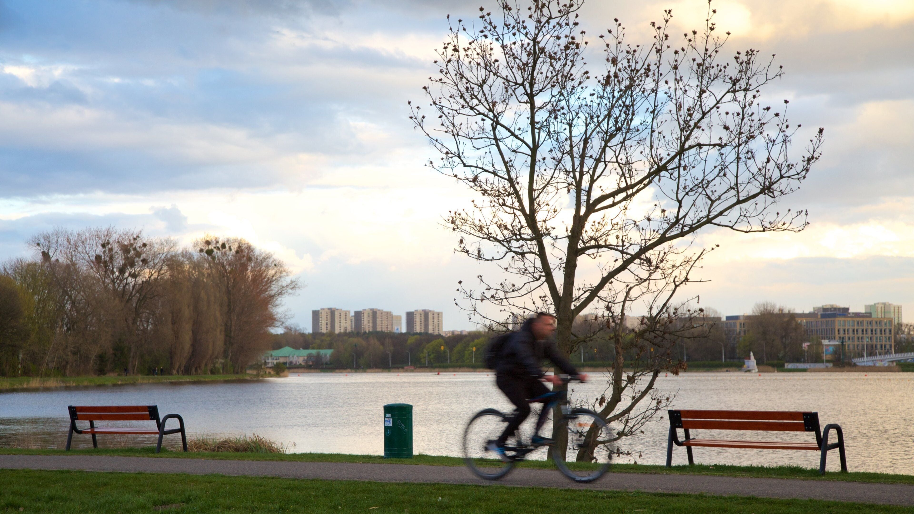 Malta Lake which includes a lake or waterhole and cycling