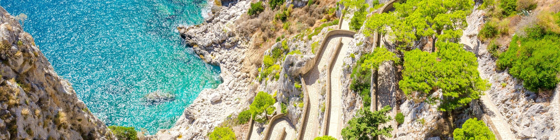 view on Via Krupp on Capri island, Campania, Italy