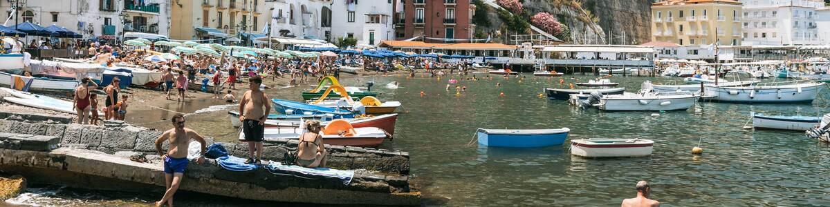 Sorrento Beach showing a bay or harbor, a coastal town and swimming