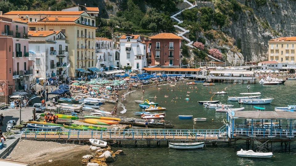 Sorrento Beach featuring landscape views, a bay or harbor and a coastal town