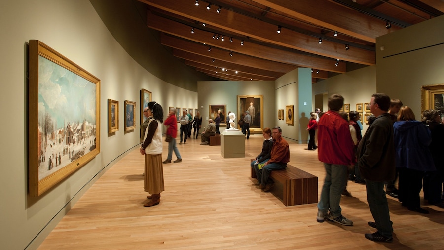 Crystal Bridges Museum of American Art which includes art and interior views as well as a small group of people
