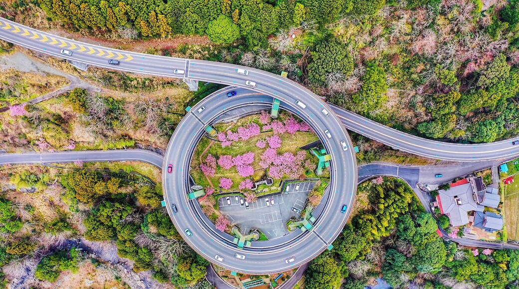 This bridge is amazing and great in design. in the Kawazu area of Japan. The top view taken by drones could see the Sakura inside the loop during spring.
#Ontheroad