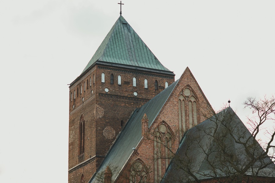 Gothic church building from the second half of the 13th century. Church of St. Catherine in Goleniow, Poland.