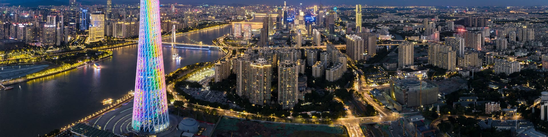 Night view of Guangzhou City, Guangdong Province, China