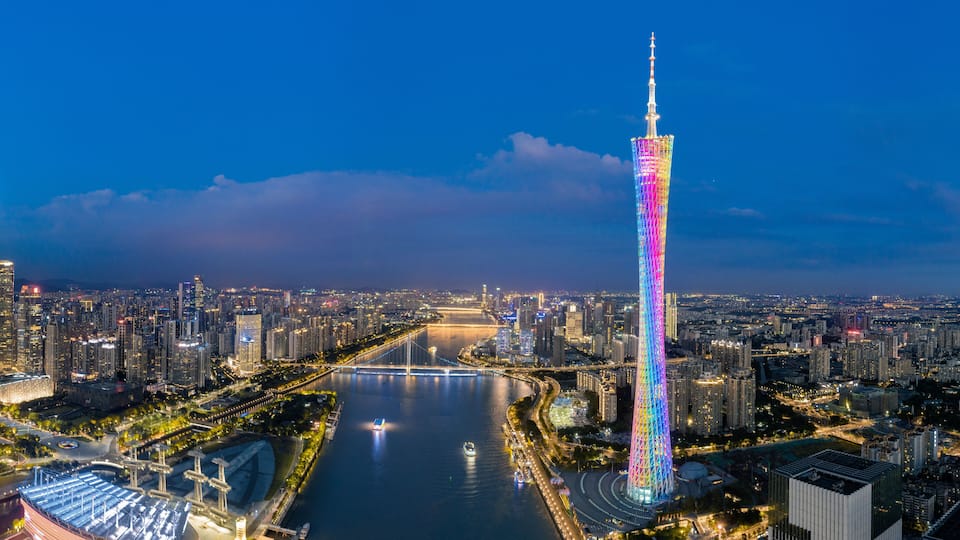 Night view of Guangzhou City, Guangdong Province, China