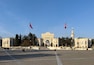 The view from the front of the main gate of Istanbul University and Beyazıt square on a sunny spring day. Beyazit, Istanbul, Turkey
