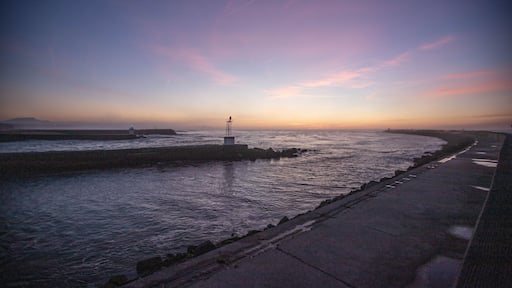 Sunset in digue on France Landes, ocean