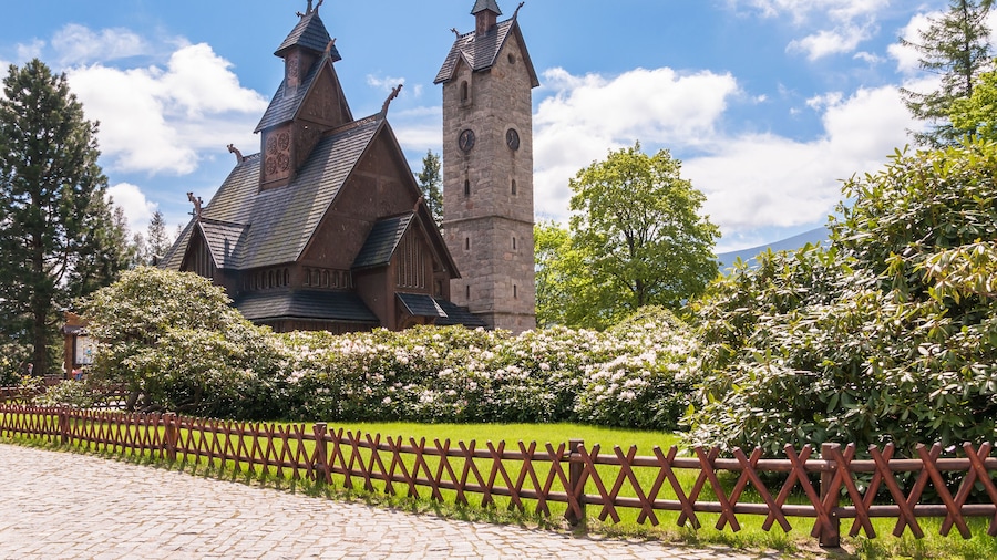 Old, wooden, Norwegian temple Wang in Karpacz, Poland