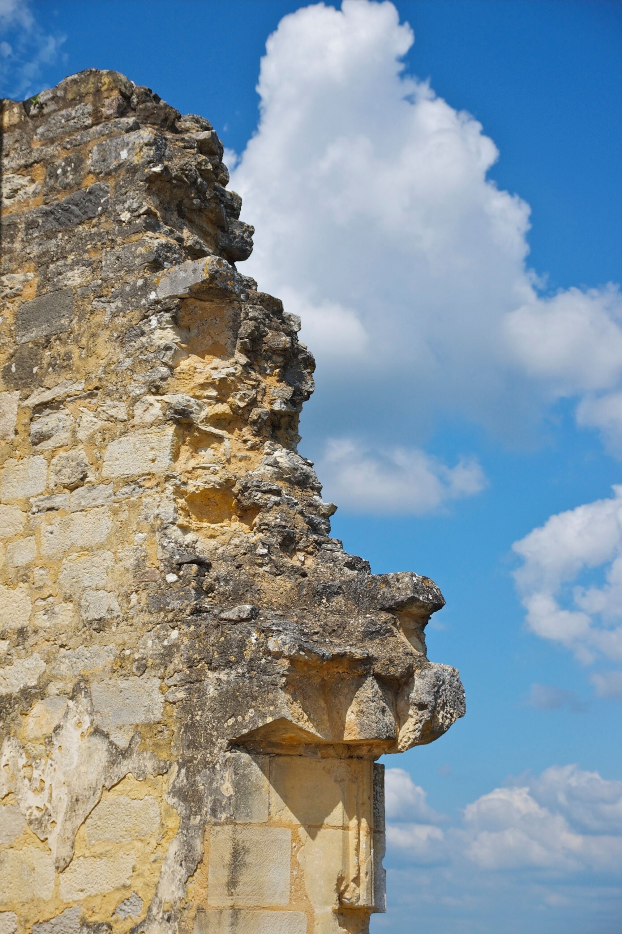 A ruined wall. Château de Castelnaud, Dordogne, France.