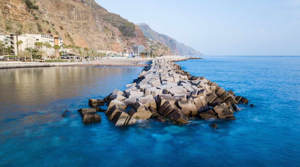 Scenic shot of the Estreito da Calheta in Madeira, Portugal, with the sea and cliff views