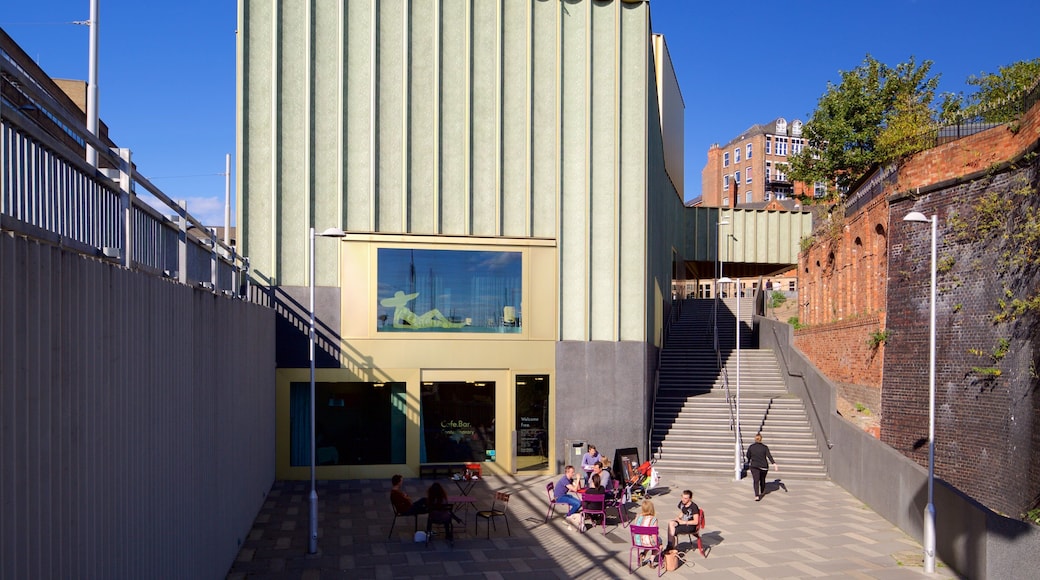 Nottingham Contemporary showing outdoor eating as well as a small group of people