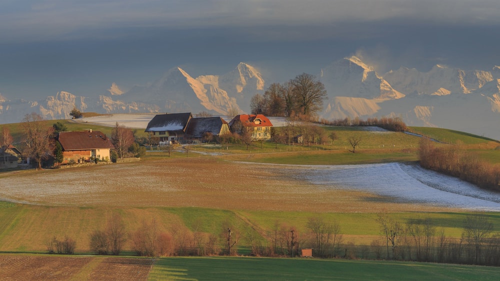 Swizerland Canton Bern view mountain from belpberg
