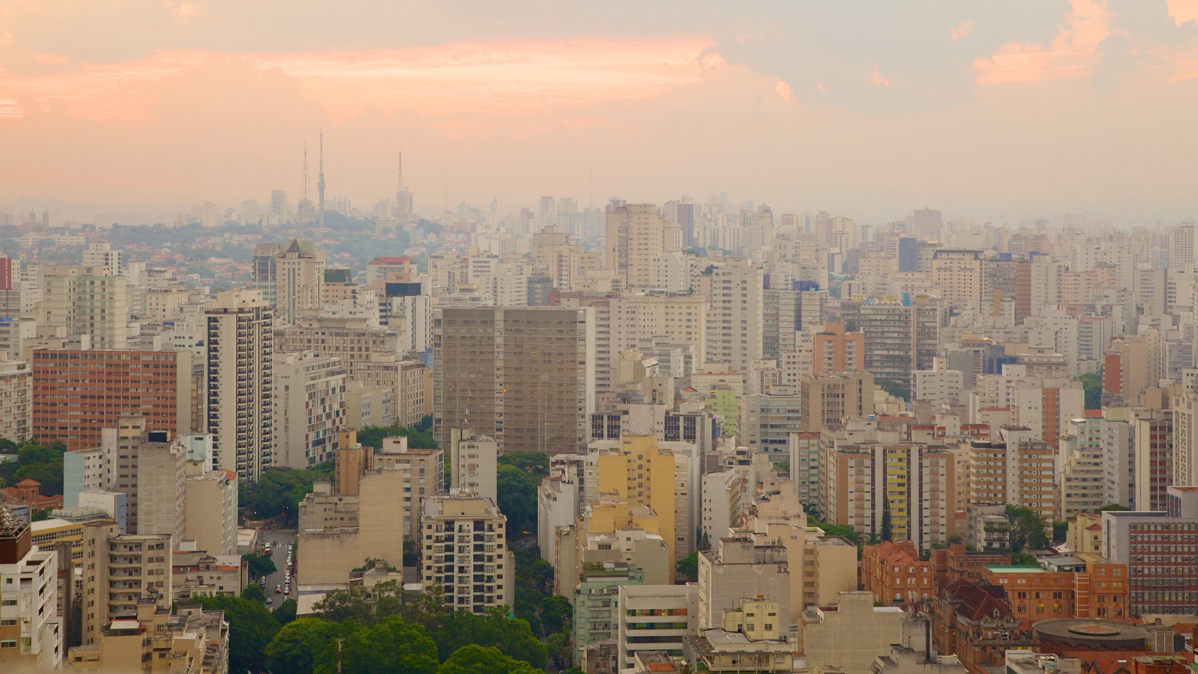 Central Zone showing a city, a sunset and landscape views