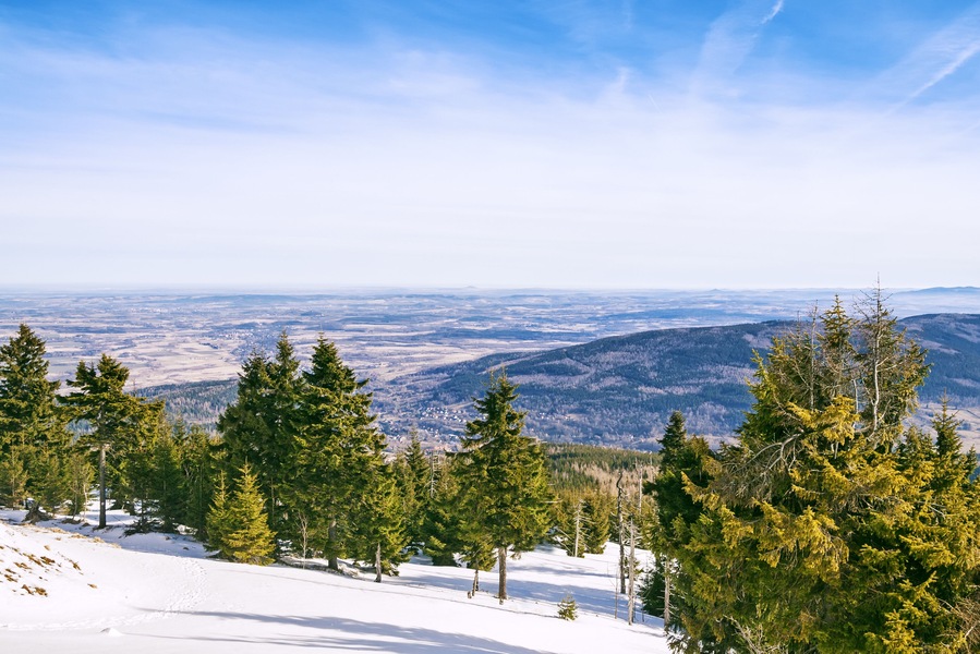 Mountains in Swieradow-Zdroj in winter in Low Silesia, Poland; Shutterstock ID 594528473