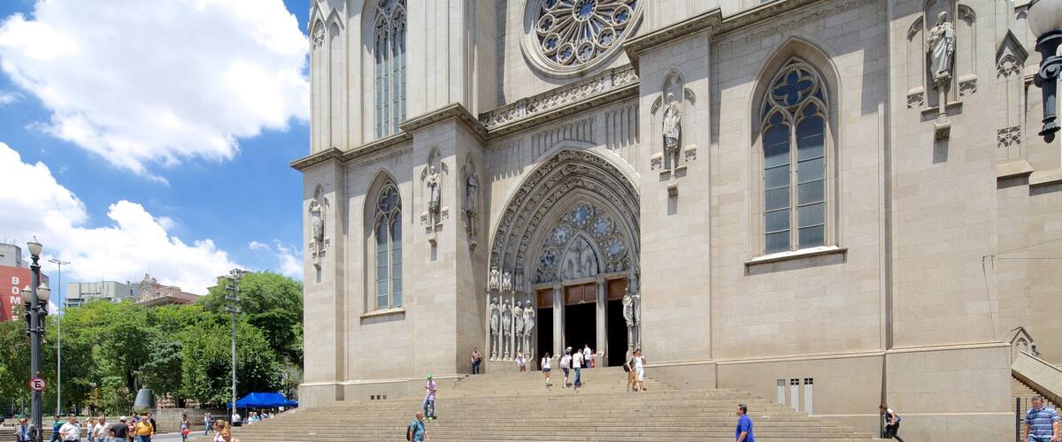 Cathédrale de São Paulo mettant en vedette église ou cathédrale, éléments religieux et patrimoine architectural
