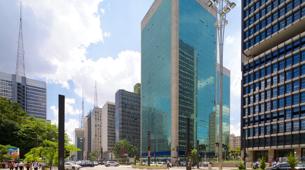 Paulista Avenue showing modern architecture and a city