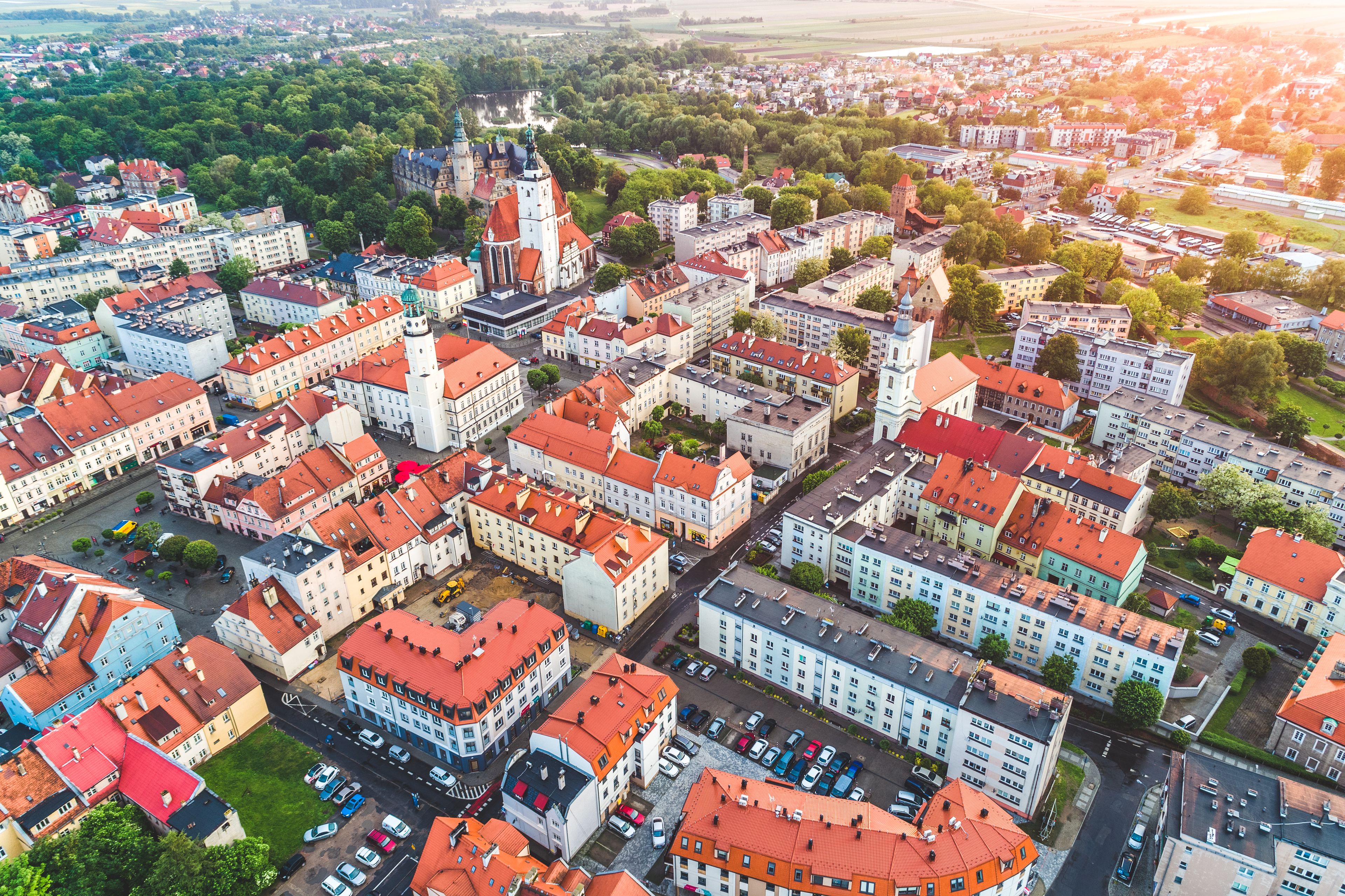 Olesnica main square aerial view