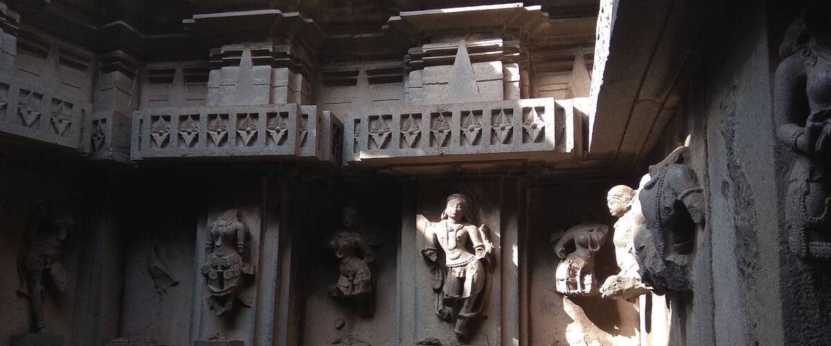 A temple with intricate carvings and statues.