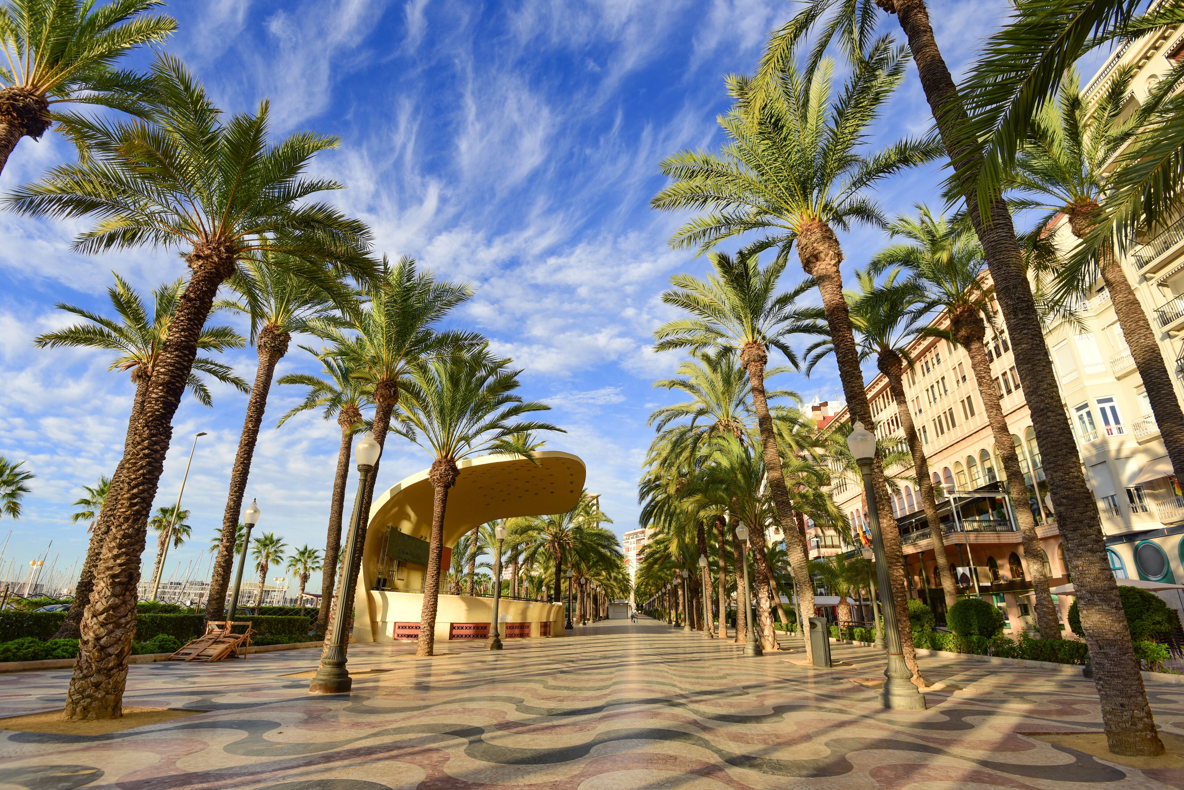 Explanada de Espana, Alicante.  Early morning. ; Shutterstock ID 1530418847; Purchase Order: SP-2390; Order Number: Content Innovations EOY spend - Lee Ban Twan; Client/Licensee: Hotels.com - Lee Ban