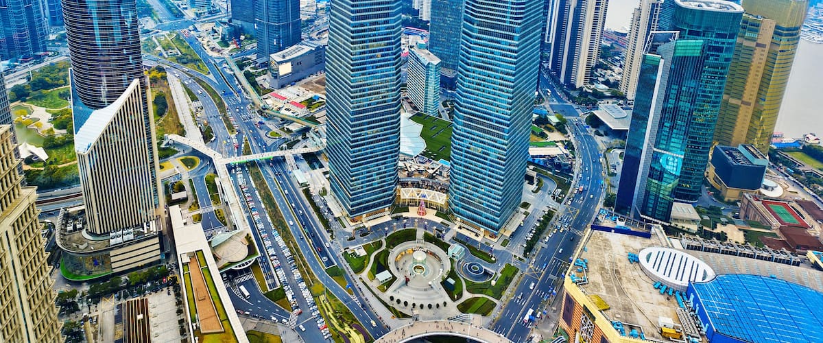 view of the lujiazui financial centre in shanghai
