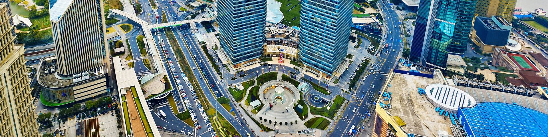 view of the lujiazui financial centre in shanghai