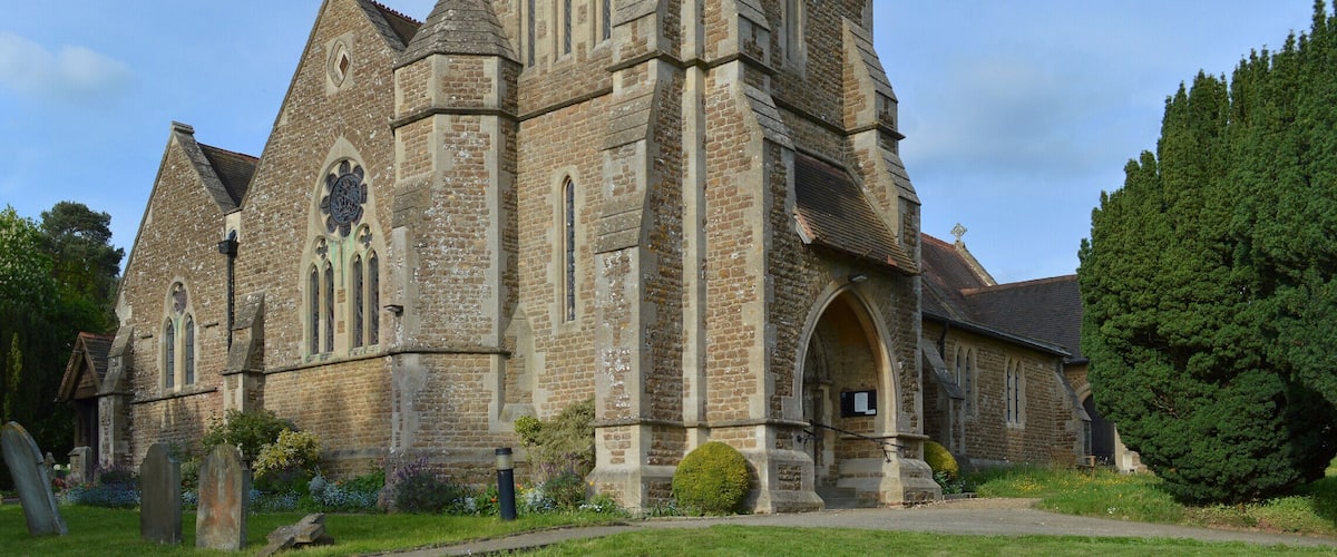 St Michael and All Angels parish church, Sandhurst, Berkshire, seen from the southwest