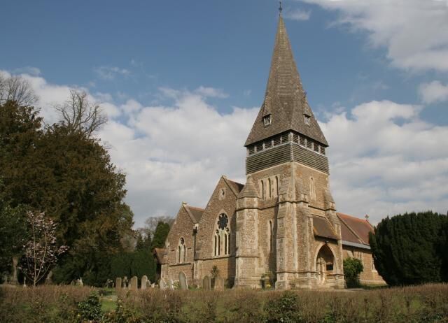St Michael and All Angels parish church, Sandhurst, Berkshire, seen from the southwest