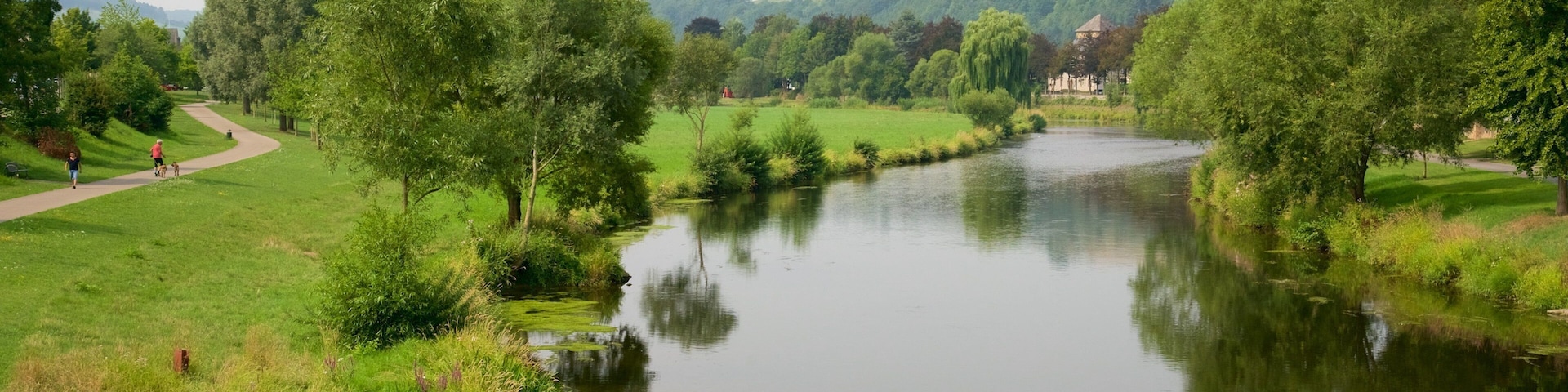 Diekirch mostrando escalada ou caminhada e um rio ou córrego
