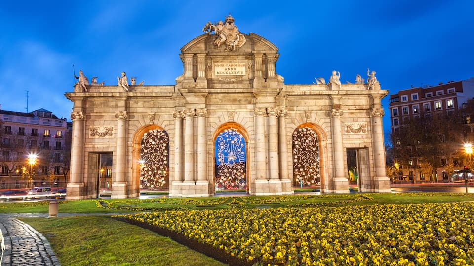 Puerta de Alcala at Christmas. Madrid, Spain