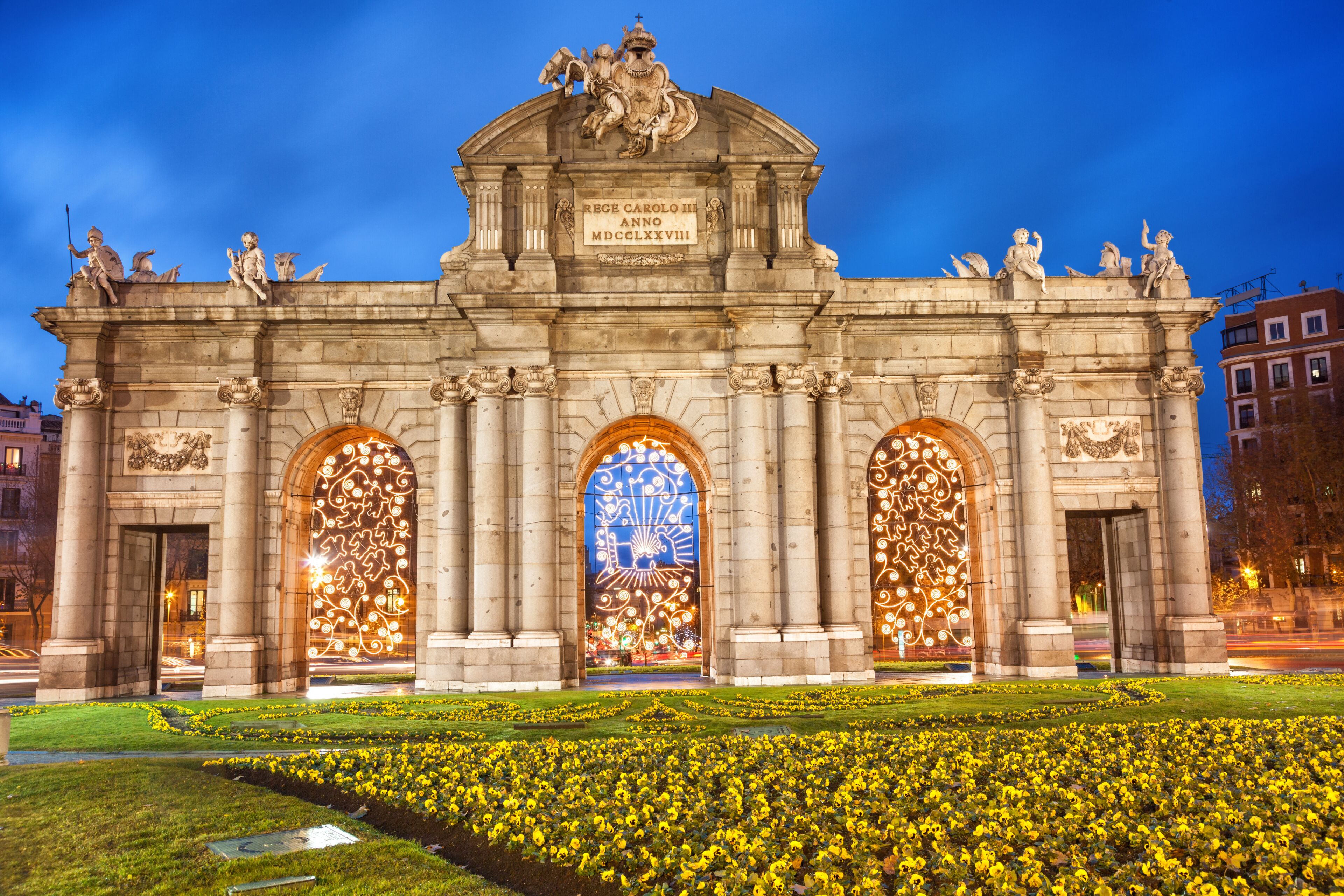 Puerta de Alcala at Christmas. Madrid, Spain